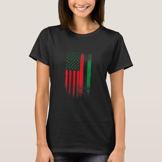 T-shirt Rouge Vert Noir Histoire Américaine (Devant)