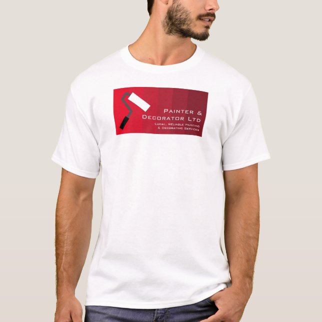 T-shirt Rouges Ombre & Paint Roller, Peintre & Décorateur (Devant)