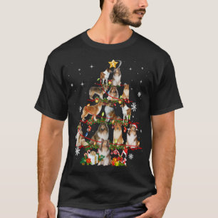 T-shirt Rough Collie Christmas Tree Lights Sweer Chien Chr