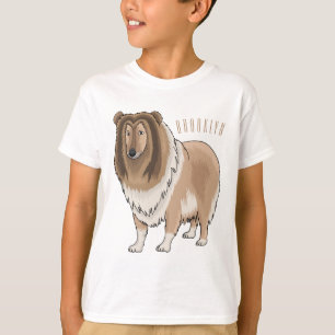 T-shirt Rough collie dog cartoon illustration 