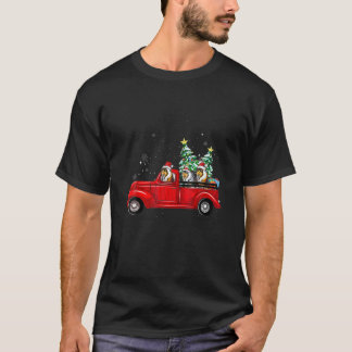 T-shirt Rough Collie Dog Driving Xmas Truck Christmas Tree