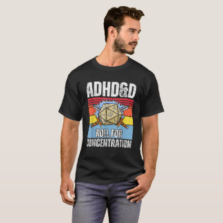 T-shirt Rouleau ADHD&D vintage Pour Gamer Concentration