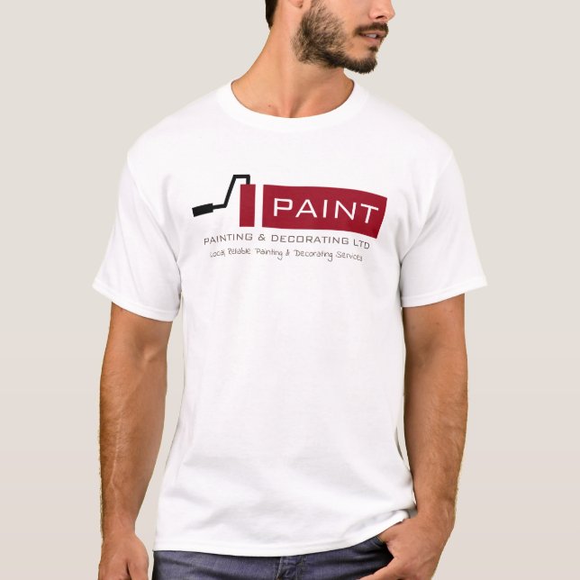 T-shirt Rouleau de peinture rouge, Peintre & Décorateur Ad (Devant)