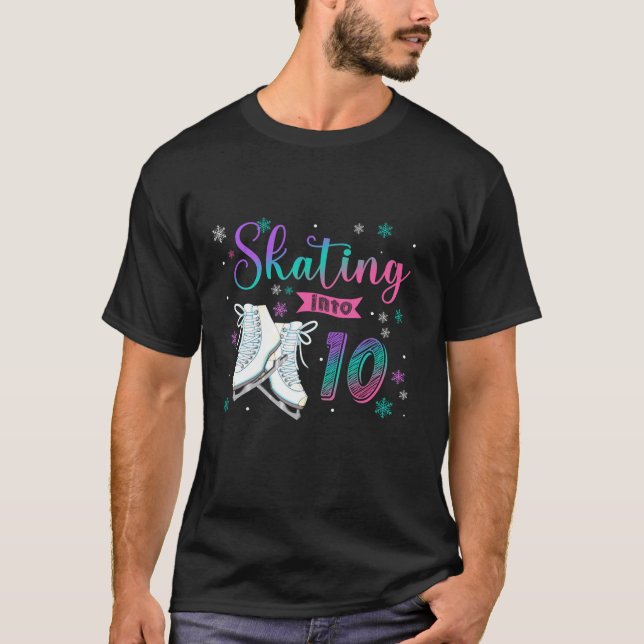 T-shirt Roulement de patinage sur glace 10e fête d'anniver (Devant)