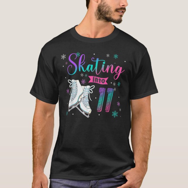 T-shirt Roulement de patinage sur glace 11e fête d'anniver (Devant)