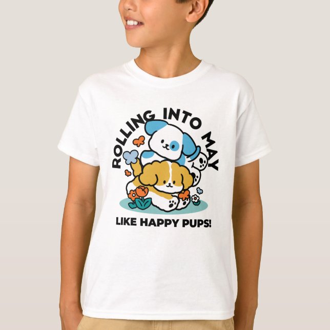 T-shirt Rouler En Mai Comme De Joyeux Pups - Mignonne Chie (Devant)