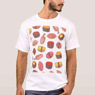 T-shirt Roulettes de sushi, gribouillis, papier peint colo