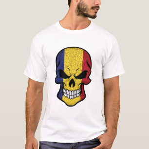 T-shirt Roumanie Drapeau crâne souriant