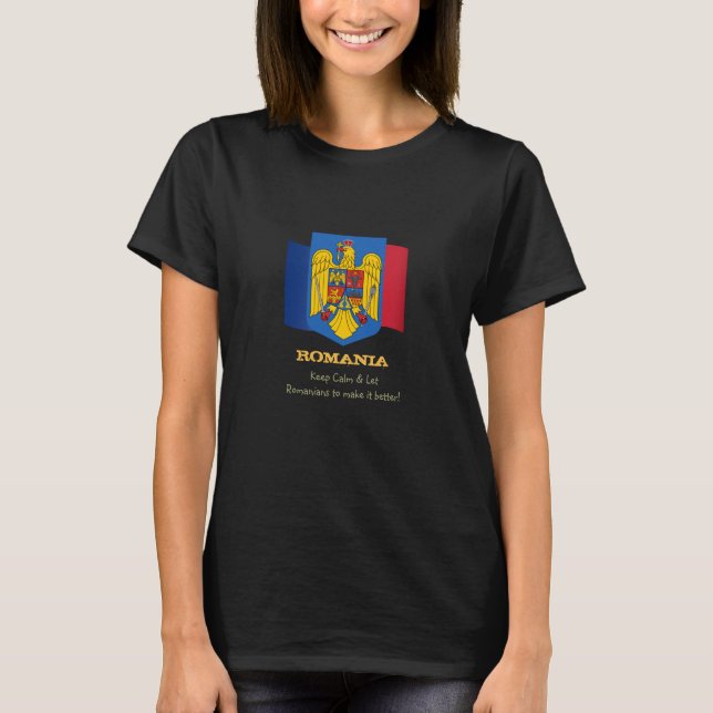 T-shirt Roumanie et garder le calme, Drapeau roumain Patri (Devant)
