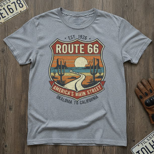 T-shirt Route 66 vintage - Rétro Oklahoma vers Californie