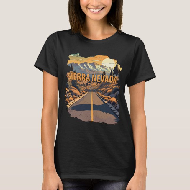 T-shirt Route de la Sierra Nevada Orange Rétro Voyage (Devant)