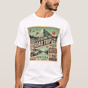 T-shirt Route du parc national du Glacier vintage : Montan