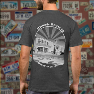 T-shirt Route historique 66 Winslow Arizona Noir Blanc