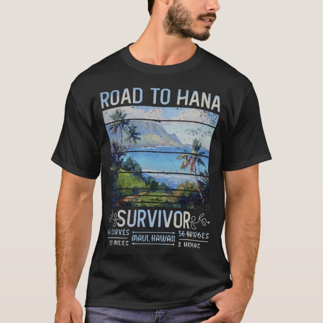 T-shirt Route Rjc Vers Hana Survivor Maui Hawaii Voyage Ad (Devant)