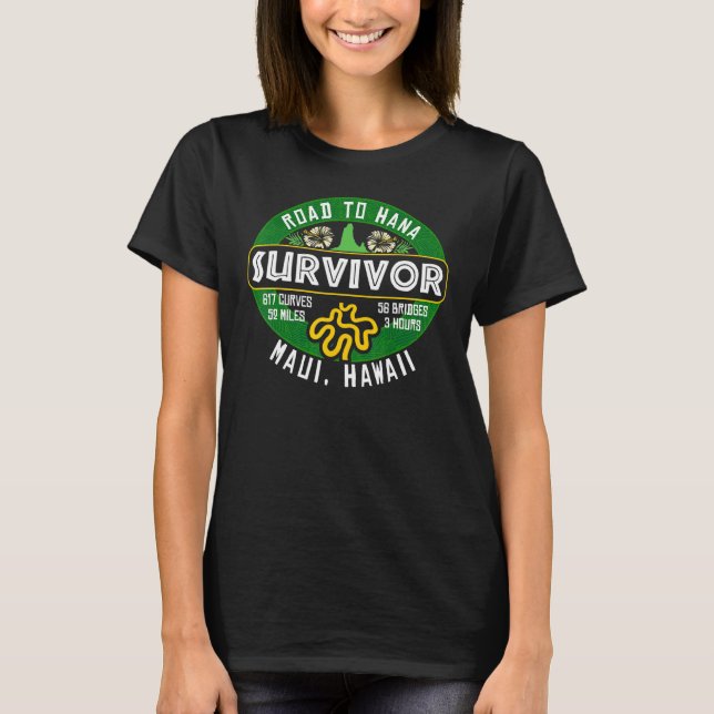 T-shirt Route vers Hana Survivor Curvy Palm Maui Hawaii (Devant)