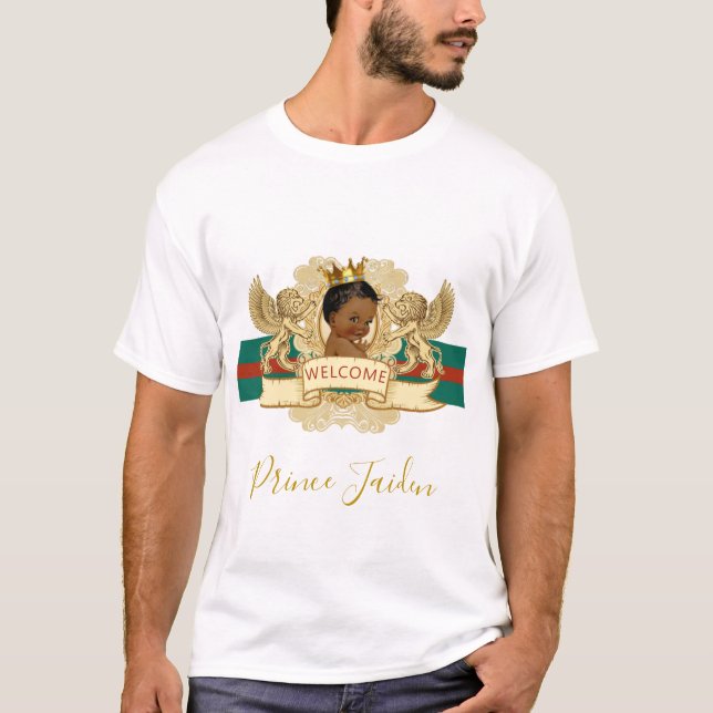 T-shirt Royal African Prince|Green & Red Baby shower (Devant)