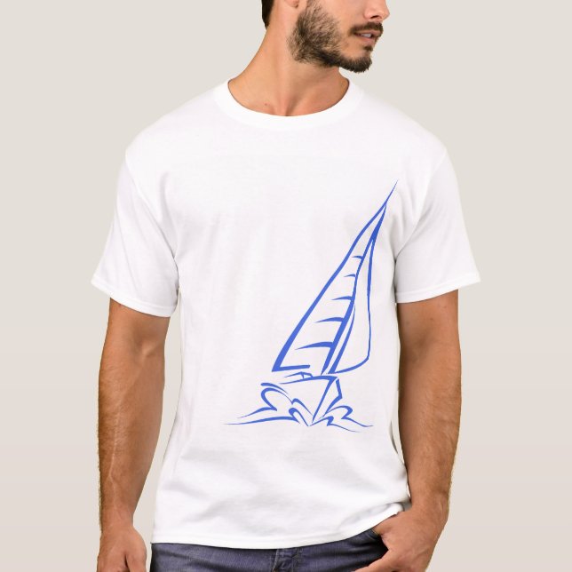 T-shirt Royal Blue and White Sailing; voilier (Devant)