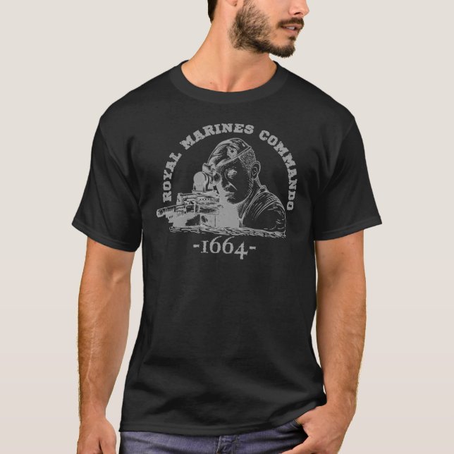 T-shirt ROYAL MARINES COMMANDO Bootneck graphic design Act (Devant)