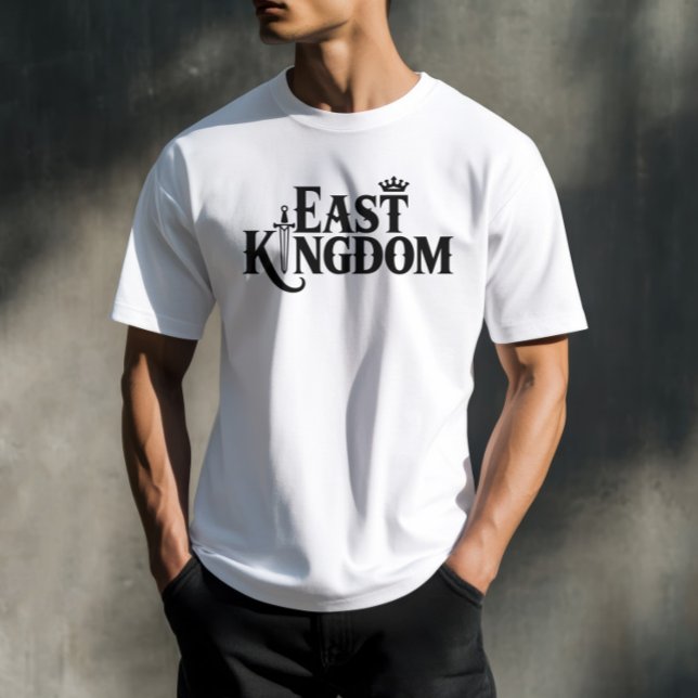 T-shirt Royaume-Uni de l'Est Typographie médiévale Couronn (East Kingdom Medieval Typography Crown & Sword)