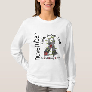 T-shirt Ruban 1 de fleur de mois de conscience de diabète