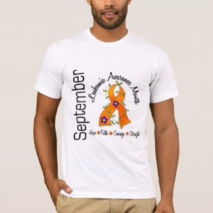 T-shirt Ruban 1 de fleur de mois de conscience de leucémi