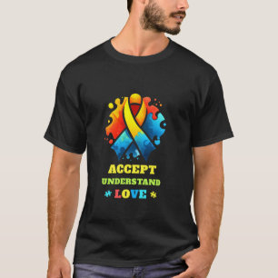 T-shirt Ruban à énigme bleu de sensibilisation à l'autisme