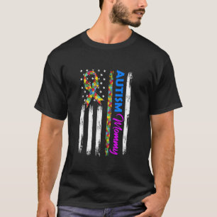 T-shirt Ruban à énigme du drapeau américain pour maman aut