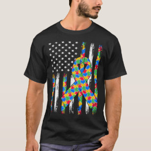 T-shirt Ruban à énigme rétro Drapeau américain Sensibilisa