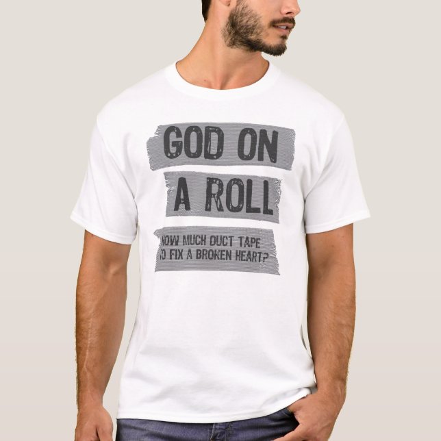 T-shirt Ruban adhésif : Dieu sur un petit pain combien (Devant)