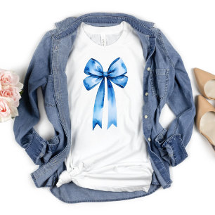 T-shirt Ruban Bleu Aquarelle Coquette Esthétique Prépa