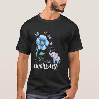 T-shirt Ruban bleu clair tournesol de sensibilisation aux 