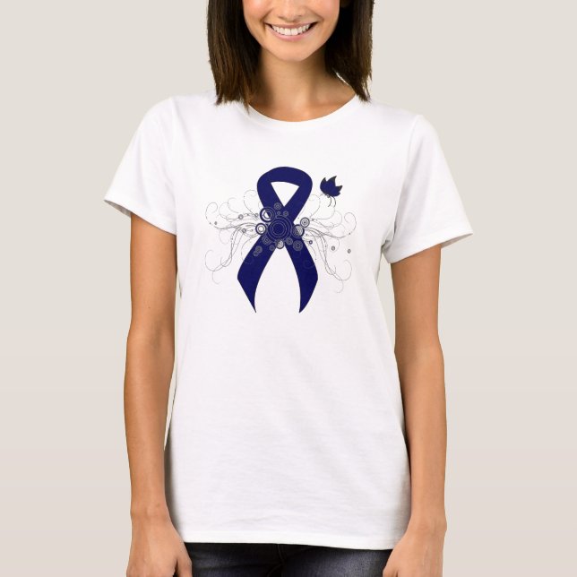 T-shirt Ruban bleu foncé avec papillon (Devant)