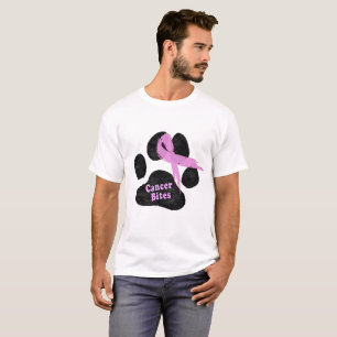 T-shirt Ruban cancer rose Cancer du sein Paw chien