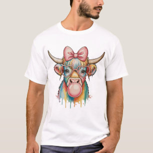 T-shirt Ruban Coquette Rose Vache Highland Bubblegum