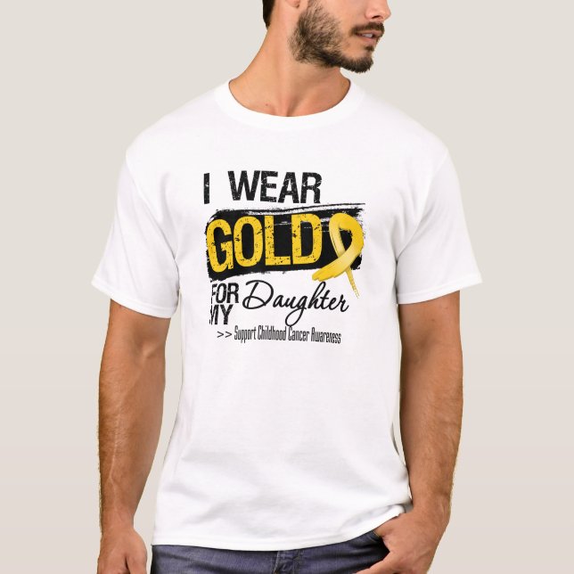 T-shirt Ruban de Cancer d'enfance pour ma fille (Devant)