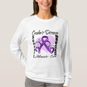 T-shirt Ruban de coeur - conscience de maladie de Crohn