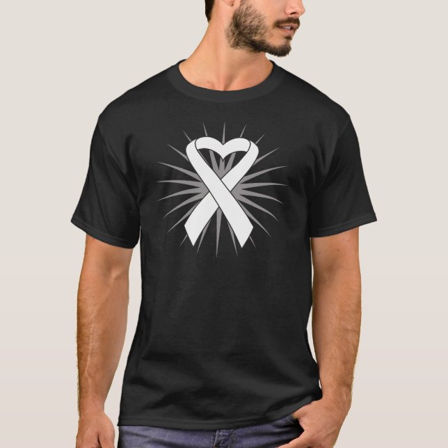 T-shirt Ruban de coeur de cancer de poumon (Devant)