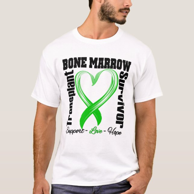 T-shirt Ruban de coeur - survivant de greffe de moelle (Devant)