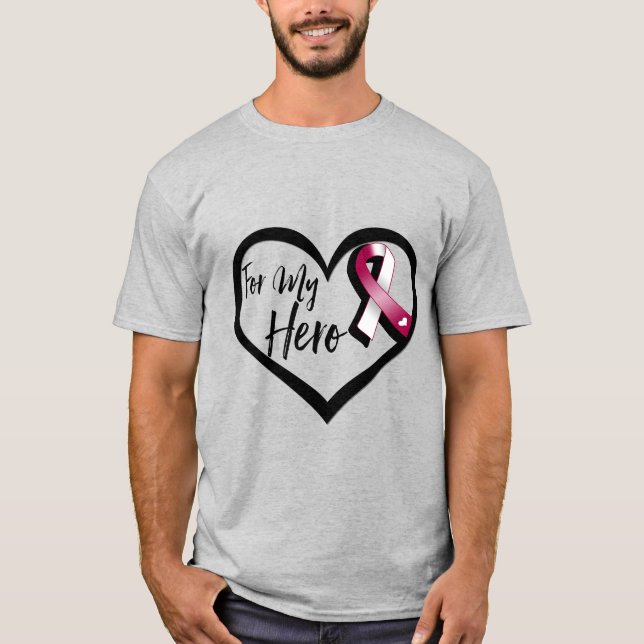 T-shirt Ruban de sensibilisation à la Bourgogne et au blan (Devant)