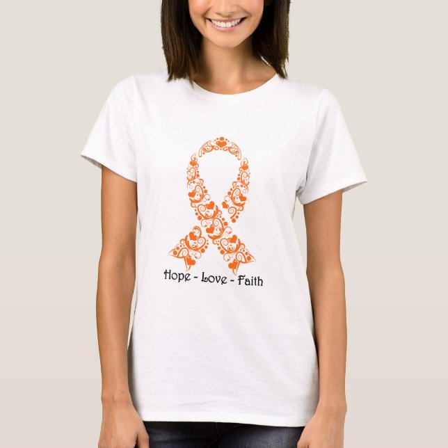 T-shirt Ruban de sensibilisation à l'orange Hope (Devant)