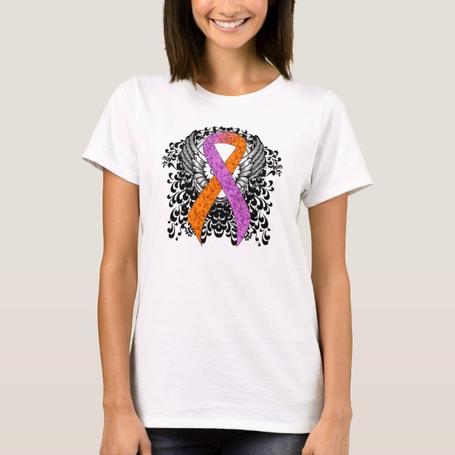 T-shirt Ruban de sensibilisation à l'orchidée et à l'orang (Devant)