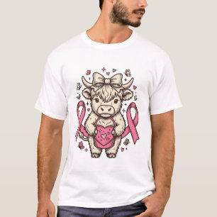 T-shirt Ruban de sensibilisation au cancer de la vache des