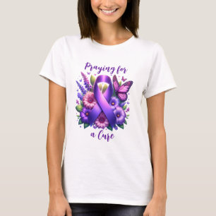 T-shirt Ruban de sensibilisation au pourpre   Prier pour u