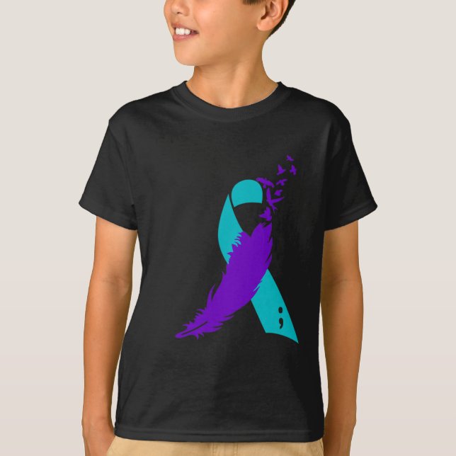 T-shirt Ruban de sensibilisation au suicide à base de demi (Devant)