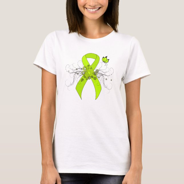 T-shirt Ruban de sensibilisation au vert de chaux avec pap (Devant)