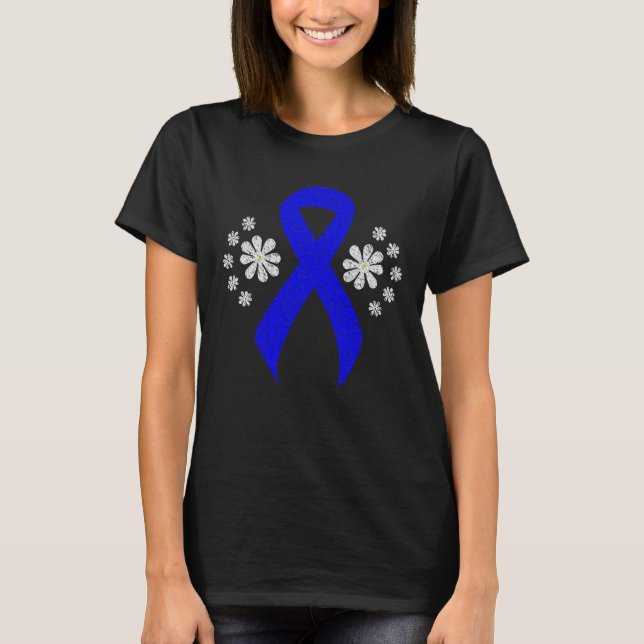 T-shirt Ruban de sensibilisation bleu Chalkboard (Devant)