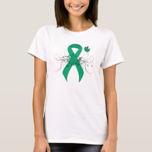 T-shirt Ruban de sensibilisation Jade avec papillon