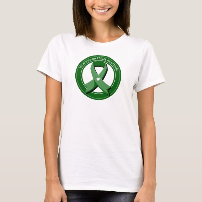 T-shirt Ruban de sensibilisation verte Coeur blanc (Devant)