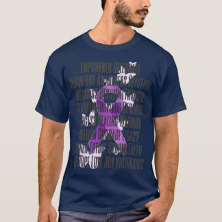T-shirt Ruban de sensibilisation violet avec mots encourag
