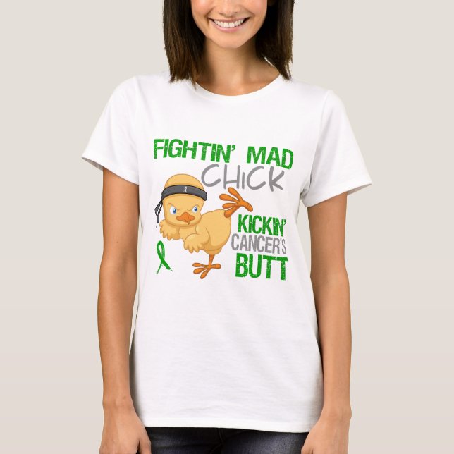 T-shirt Ruban de vert de Cancer de rein de poussin de (Devant)